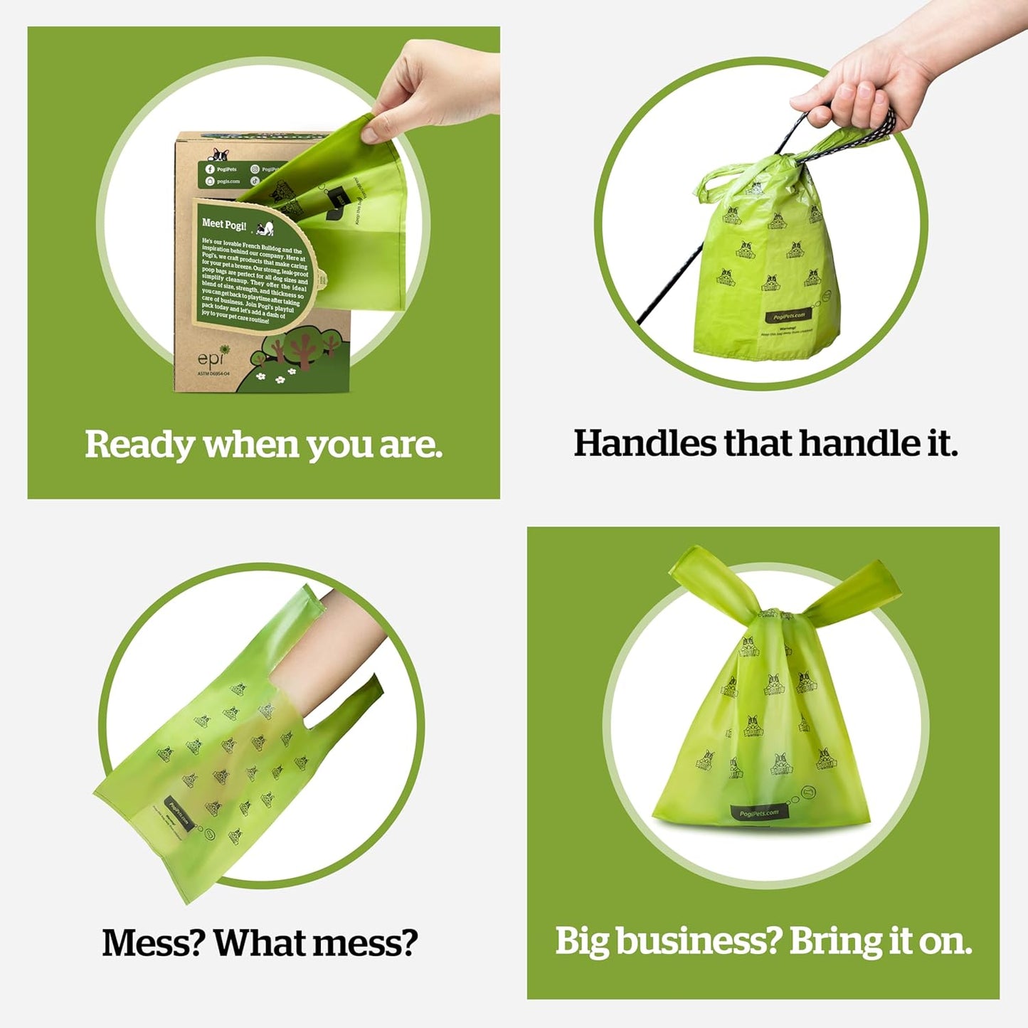 Pogi'S Dog Poop Bags with Easy-Tie Handles - 300 Doggy Leak-Proof, Ultra Thick, Scented Poop Bags for Dogs, Cat